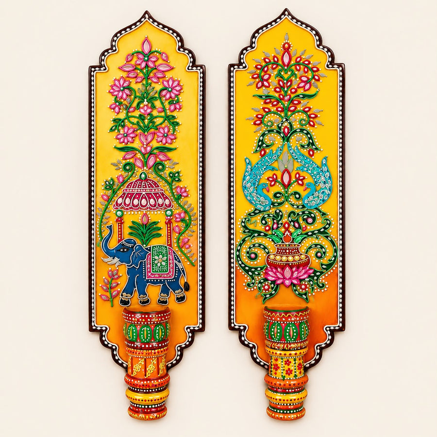 Handmade Lippan Art Wall Hanging Set | 22 x 6 Inch MDF Festive Decor
