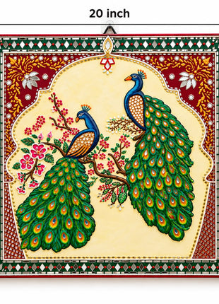 Handmade Peacock Couple Lippan Art Wall Decor | Traditional Indian Peacock Wall Art