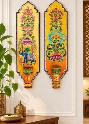 Handmade Lippan Art Wall Hanging Set | 22 x 6 Inch MDF Festive Decor
