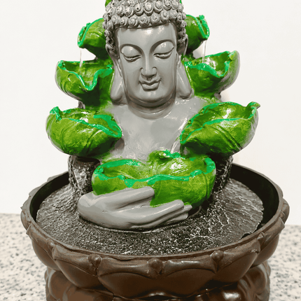 indoor Buddha lotus water fountain with flowing water for home