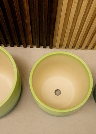 Set of 3 Green Gradient Ceramic Planter Pots | Indoor Plant Pots for Home & Office Decor - Pctkart