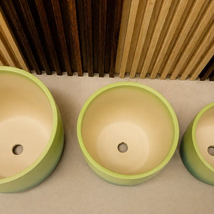 Set of 3 Green Gradient Ceramic Planter Pots | Indoor Plant Pots for Home & Office Decor - Pctkart