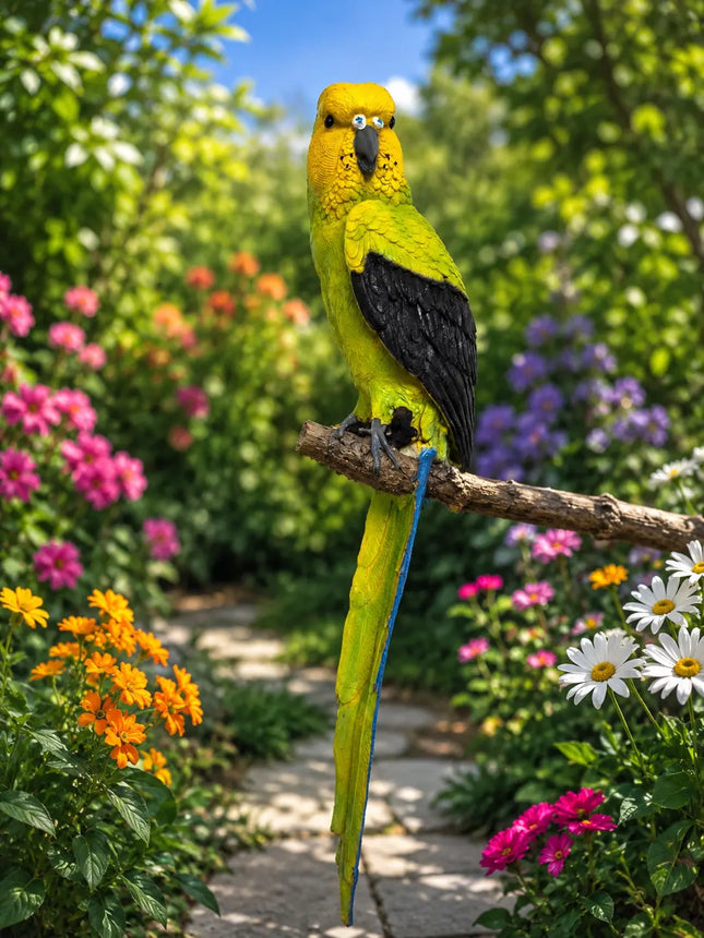 Colorful parrot wall hanging decor for garden wall