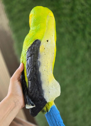 Yellow Green Parrot Wall Hanging Decor for Garden & Balcony | Outdoor Bird Statue 19 Inch - Pctkart