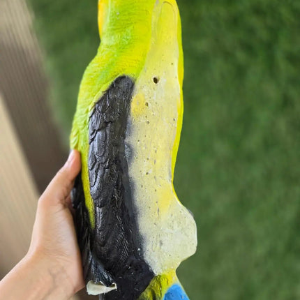 Yellow Green Parrot Wall Hanging Decor for Garden & Balcony | Outdoor Bird Statue 19 Inch - Pctkart