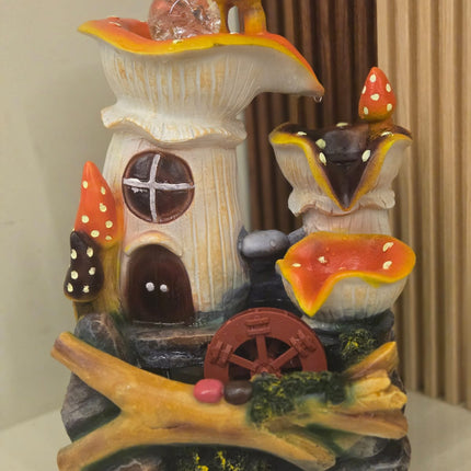 Mushroom fairy tabletop water fountain indoor home decor