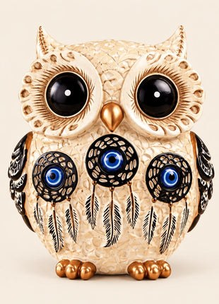 Owl Home Decor Showpiece with Evil Eye Design  Lucky 4inch Owl Statue for Living Room – PCTKART