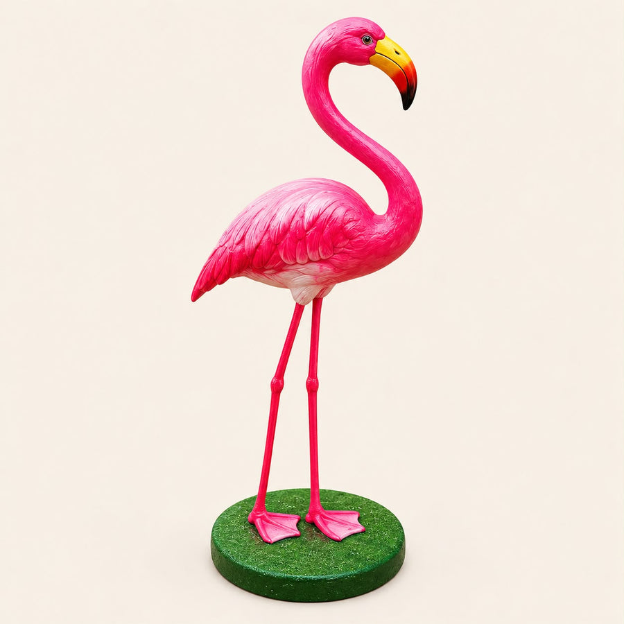 PCTKART Pink Flamingo Garden Statue – Fiber Outdoor Decor Sculpture for Lawn & Balcony
