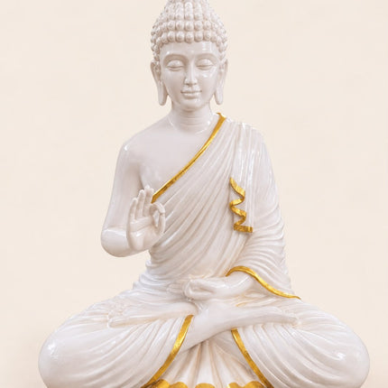 PCTKART White Meditating Buddha Garden Statue | Decorative Spiritual Home Decor – PCTKART - Pctkart