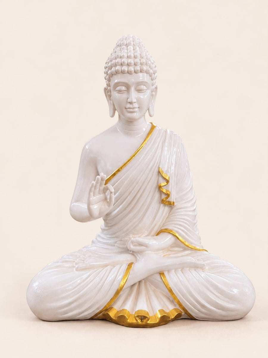 PCTKART White Meditating Buddha Garden Statue | Decorative Spiritual Home Decor – PCTKART