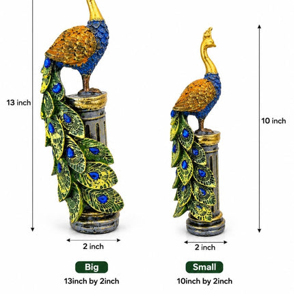 Luxury peacock pair showpiece with golden finish