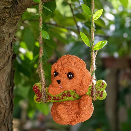 Cute Puppy Hanging Swing Garden Decor Resin Dog Ornament