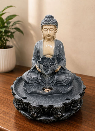 PCTKART Resin Buddha and Lotus Water Fountain – Indoor Tabletop Fountain for Home Decor - Pctkart
