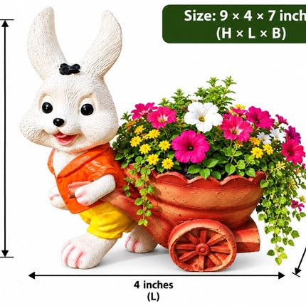 Rabbit Pulling Cart for Garden Pots | Resin Bunny Garden Decor - Pctkart