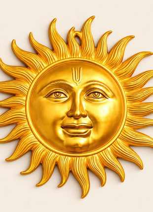 Radiant Gold Sun Face Wall Decor (24” x 34”) – Luxury Home & Vastu Wall Art - Pctkart
