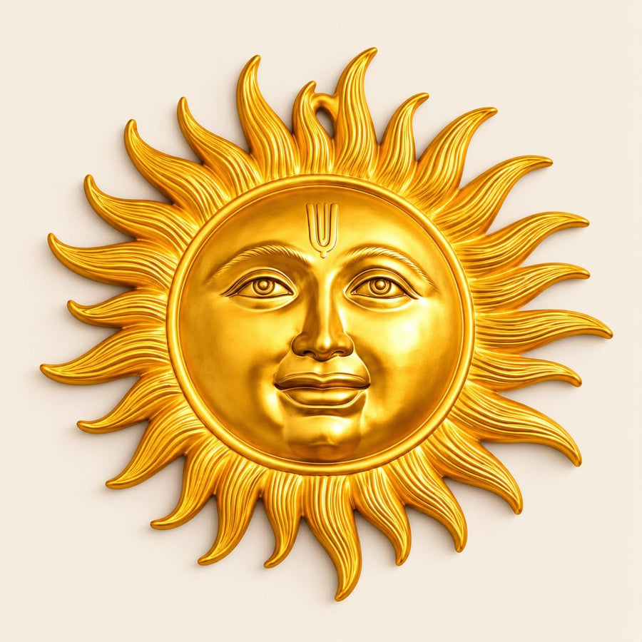 Radiant Gold Sun Face Wall Decor (24” x 34”) – Luxury Home & Vastu Wall Art