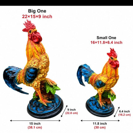 Large & Small Rooster Garden Statue Set – Polyresin Outdoor Garden Decor - Pctkart