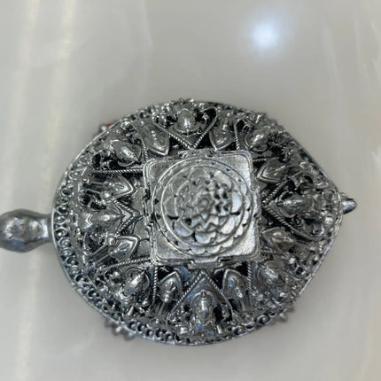 Silver Finish Kurma Tortoise with Lakshmi & Shree Yantra | Vastu Showpiece - Pctkart