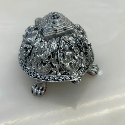 Silver Finish Kurma Tortoise with Lakshmi & Shree Yantra | Vastu Showpiece - Pctkart