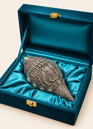 Silver finish Dashavtar Vishnu Shankh showpiece for pooja room