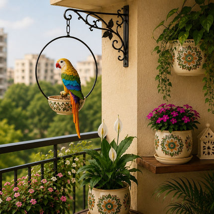 Garden Decor Combo Set of 3 Products | Swing Girl, Colorful Parrot & Bunny Couple Hanging | PCTKART