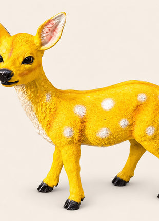 Vibrant Yellow Deer Fawn Garden Statue – Premium Outdoor Decor