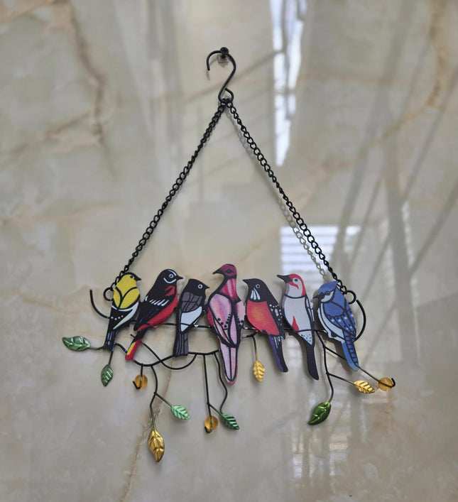 Colorful Birds Wall Hanging | Metal Decorative Bird Hanging for Home & Garden Decor - Pctkart