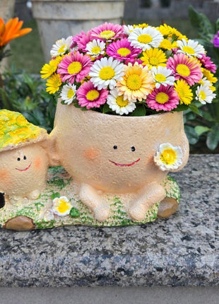 Pctkart Cute Smiley Mother and baby Resin Pot - Pctkart