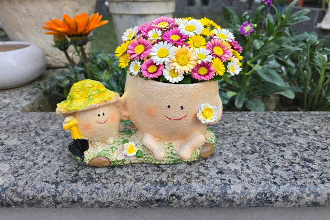 Pctkart Cute Smiley Mother and baby Resin Pot - Pctkart