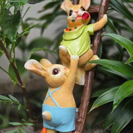 Pctkart Cute Rabbit Climbing Garden Statue | Bunny Couple Outdoor Garden Decor - Pctkart