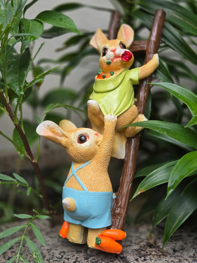 Pctkart Cute Rabbit Climbing Garden Statue | Bunny Couple Outdoor Garden Decor - Pctkart