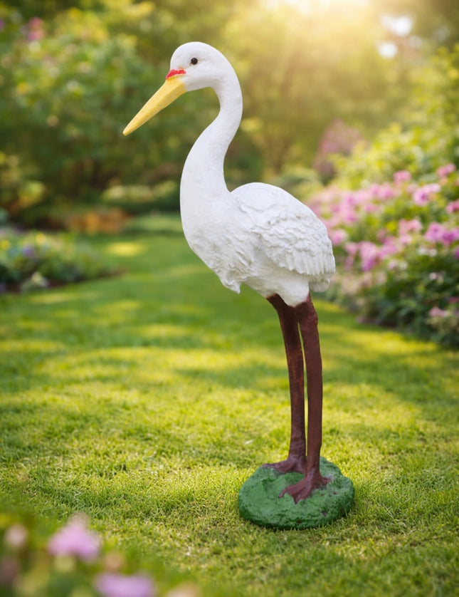 Elegant White Stork Garden Statue – Premium Outdoor Decor - Pctkart