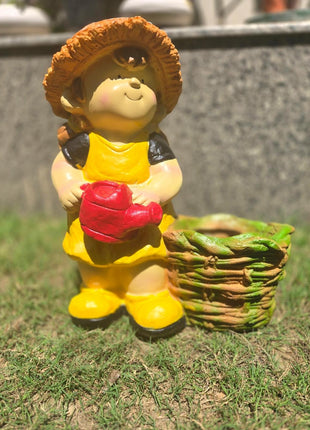 Cute Garden Girl Planter Statue (12×6.6×15 Inch) – Decor + Plant Holder - Pctkart