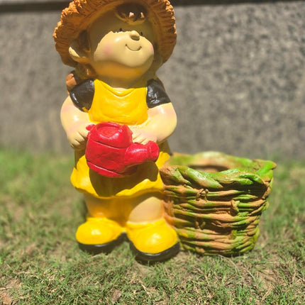 Cute Garden Girl Planter Statue (12×6.6×15 Inch) – Decor + Plant Holder - Pctkart