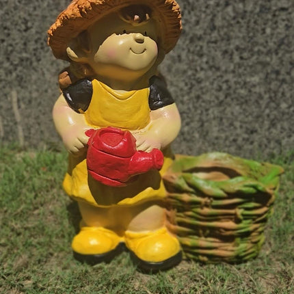 Cute Garden Girl Planter Statue (12×6.6×15 Inch) – Decor + Plant Holder - Pctkart