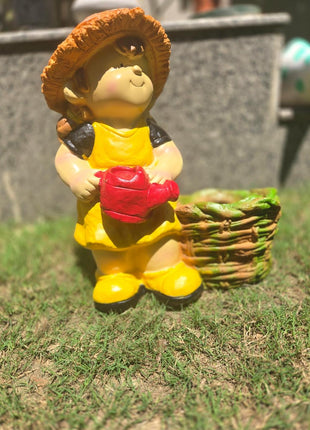 Cute Garden Girl Planter Statue (12×6.6×15 Inch) – Decor + Plant Holder - Pctkart