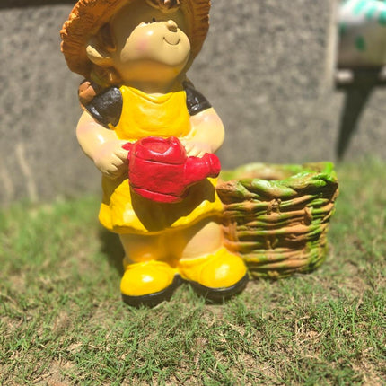 Cute Garden Girl Planter Statue (12×6.6×15 Inch) – Decor + Plant Holder - Pctkart