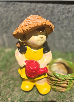 Cute Garden Girl Planter Statue (12×6.6×15 Inch) – Decor + Plant Holder - Pctkart