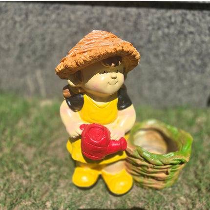 Cute Garden Girl Planter Statue (12×6.6×15 Inch) – Decor + Plant Holder - Pctkart