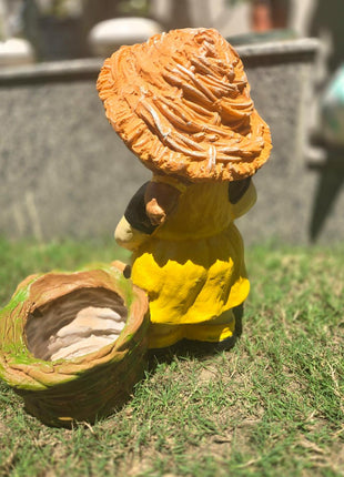 Cute Garden Girl Planter Statue (12×6.6×15 Inch) – Decor + Plant Holder - Pctkart