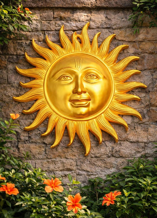 Radiant Gold Sun Face Wall Decor (24” x 34”) – Luxury Home & Vastu Wall Art - Pctkart