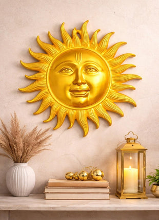 Radiant Gold Sun Face Wall Decor (24” x 34”) – Luxury Home & Vastu Wall Art - Pctkart