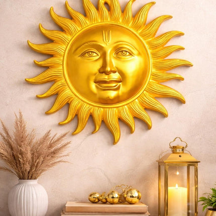 Radiant Gold Sun Face Wall Decor (24” x 34”) – Luxury Home & Vastu Wall Art - Pctkart
