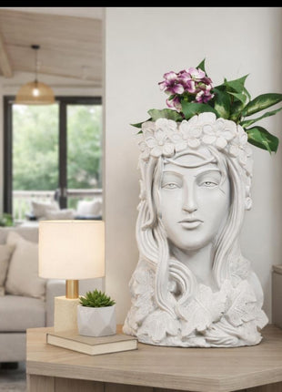 Elegant Lady Face Planter Vase with Floral Crown | Modern Home Decor Pot - Pctkart