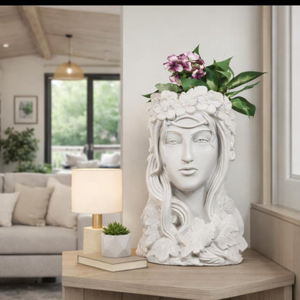 Elegant Lady Face Planter Vase with Floral Crown | Modern Home Decor Pot - Pctkart