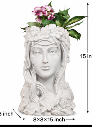Elegant Lady Face Planter Vase with Floral Crown | Modern Home Decor Pot - Pctkart
