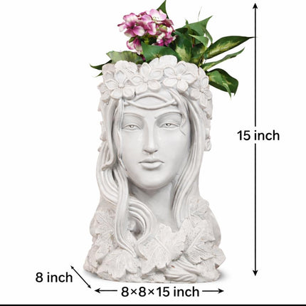 Elegant Lady Face Planter Vase with Floral Crown | Modern Home Decor Pot - Pctkart
