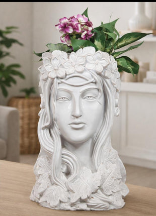 Elegant Lady Face Planter Vase with Floral Crown | Modern Home Decor Pot - Pctkart