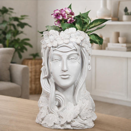Elegant Lady Face Planter Vase with Floral Crown | Modern Home Decor Pot - Pctkart