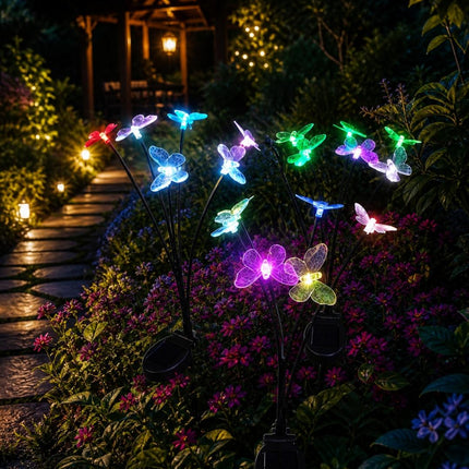 Solar Garden Lights for Outdoor Decoration | LED Butterfly Garden Stakes for Home pack of 2 - Pctkart